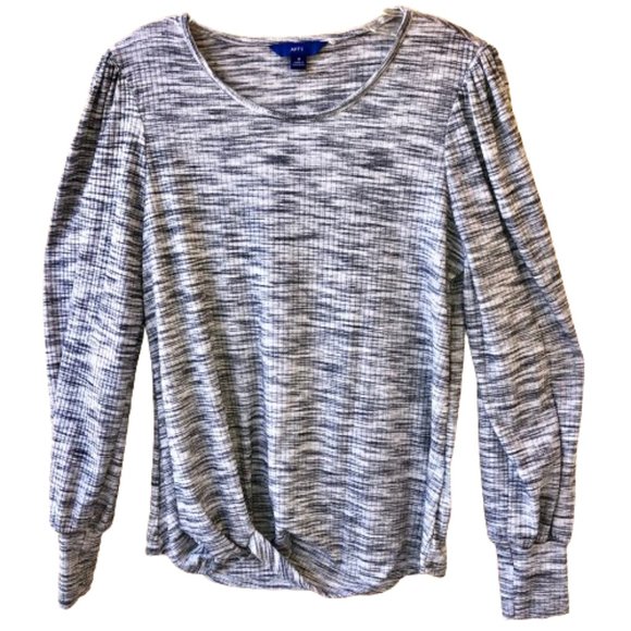 Apt. 9 Gray Heather Long Sleeve Knit Sweater with Knot at Hem - Picture 5 of 10